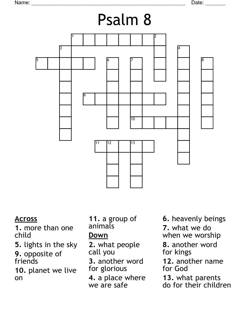 Psalm 8 Crossword