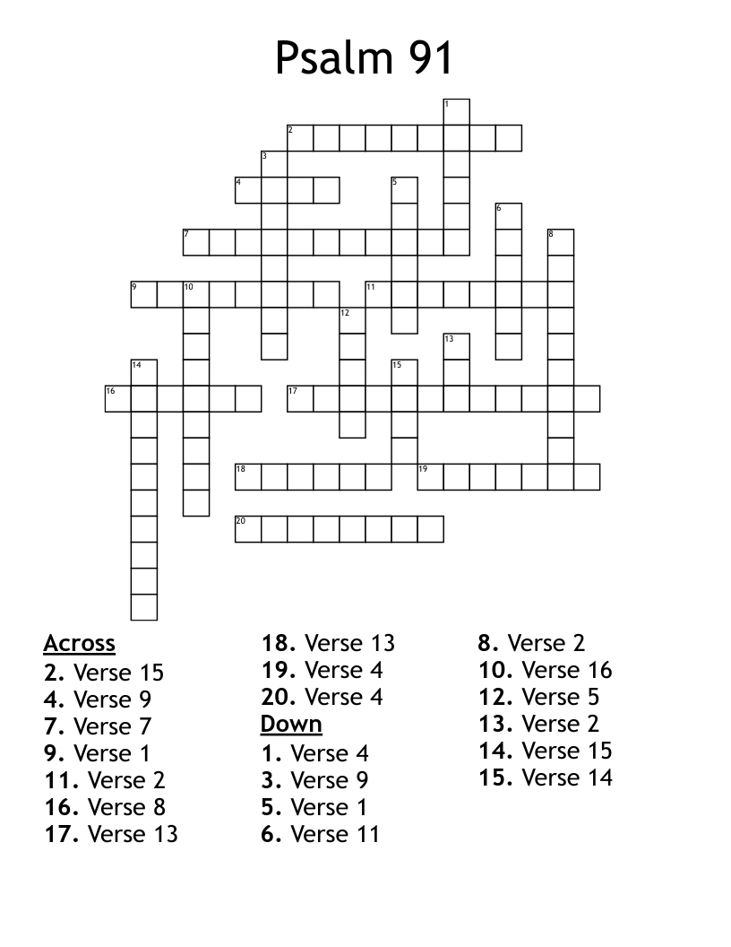 Psalm 91 Crossword