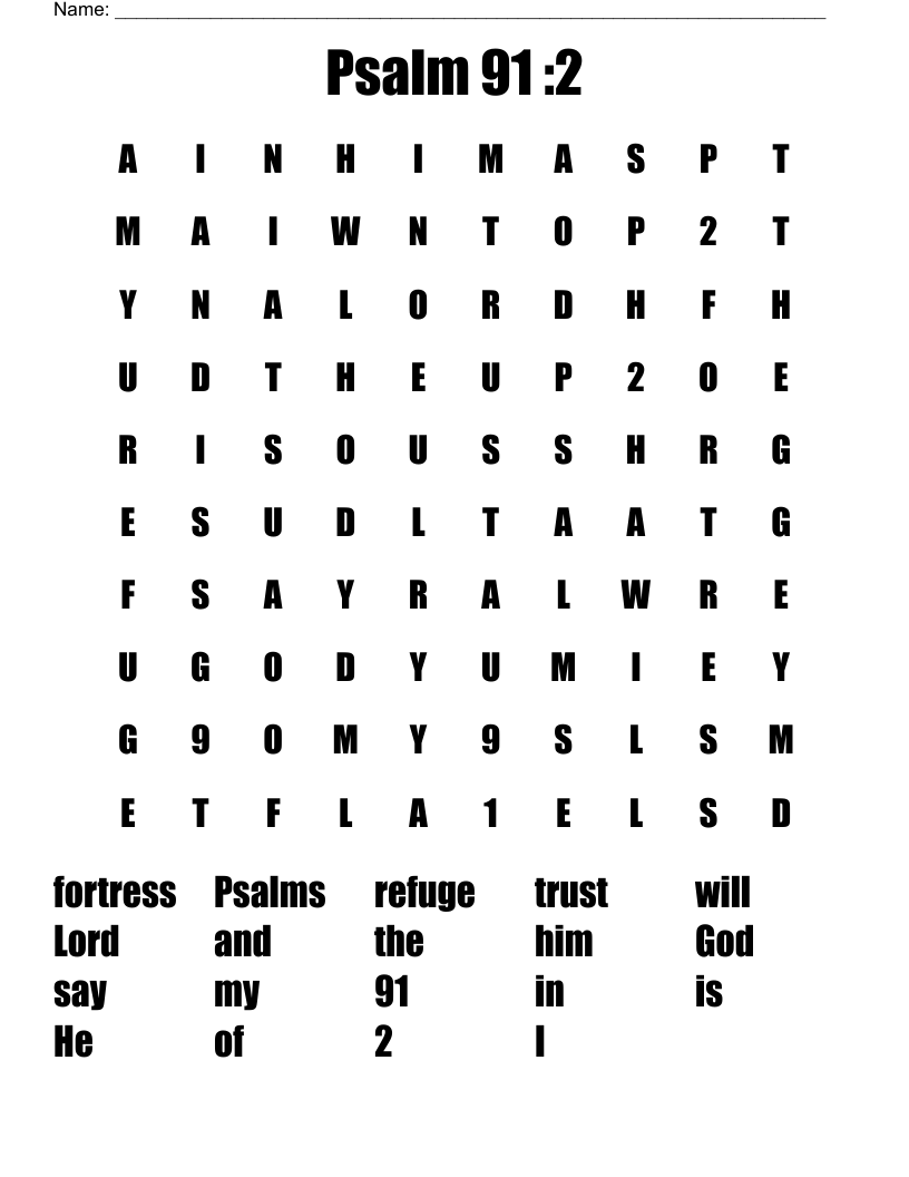 Psalm 91 :2 Word Search