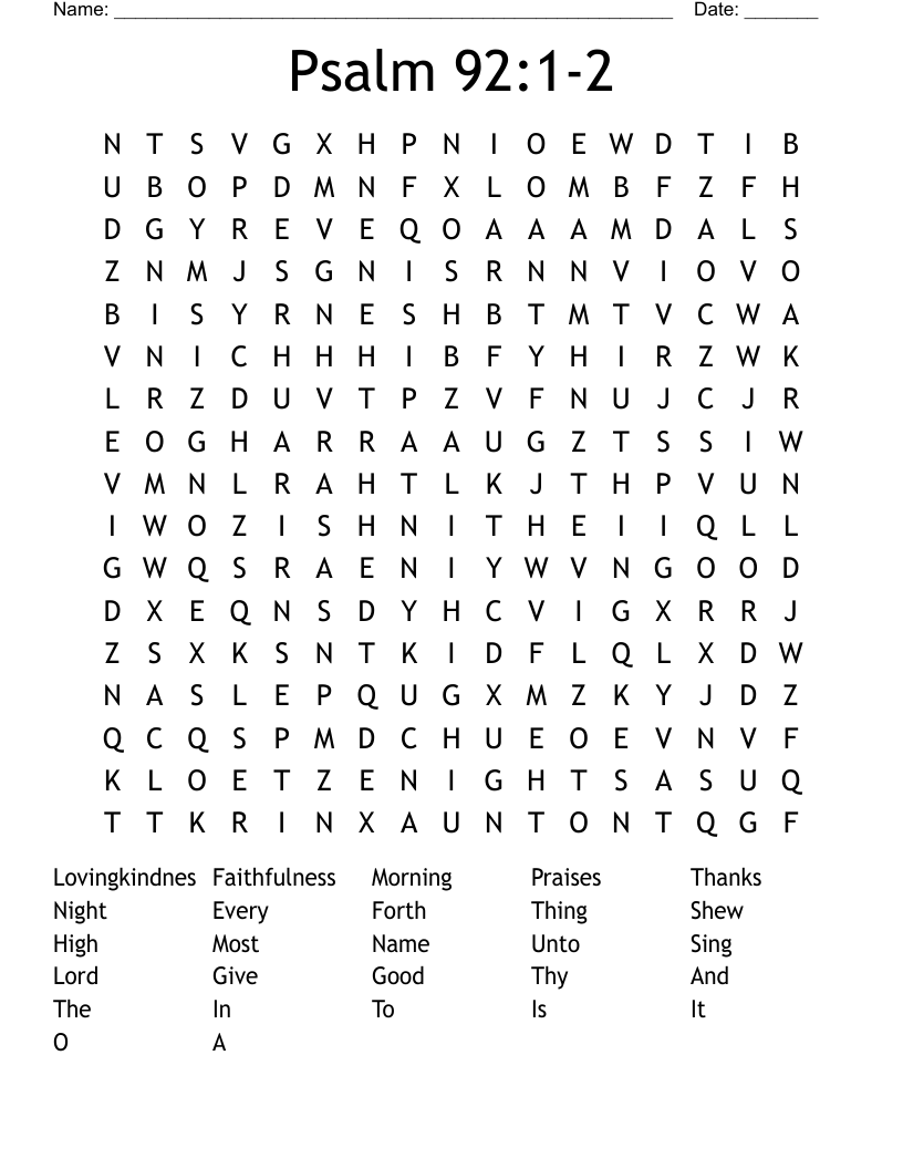 Psalm 92:1-2 Word Search