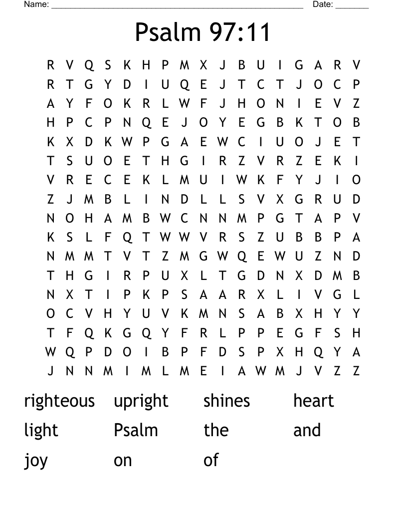 Psalm 97:11 Word Search