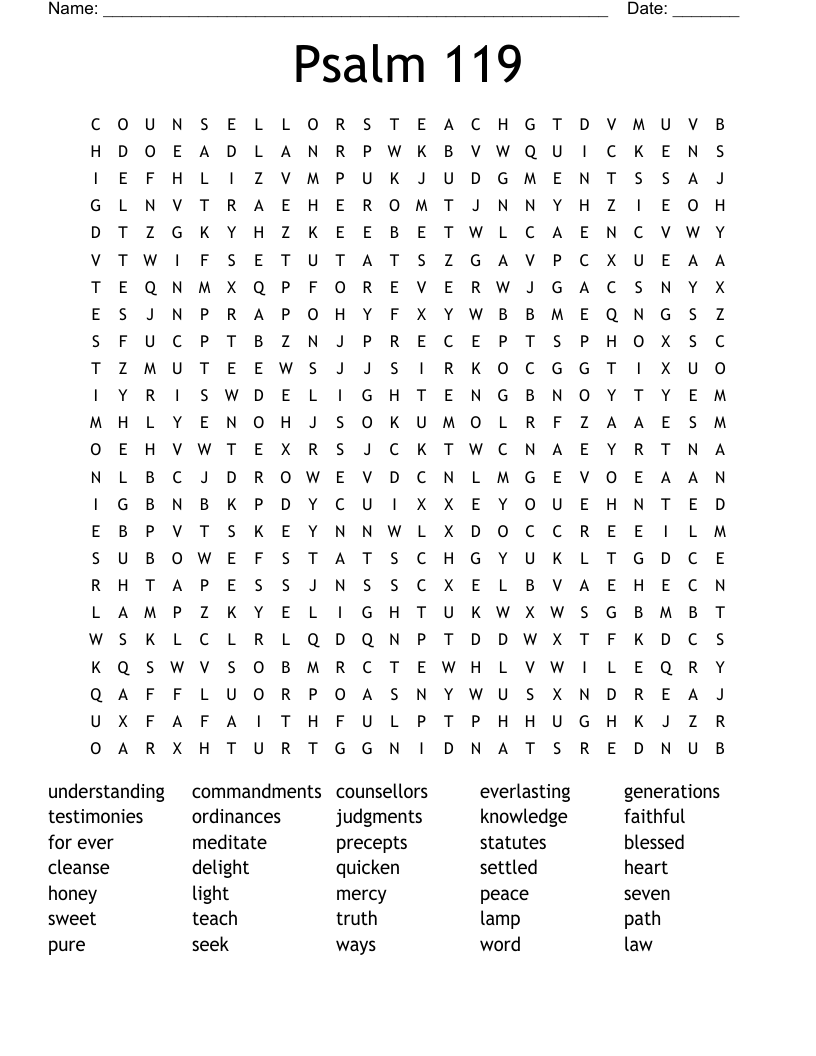 Psalm  119 Word Search