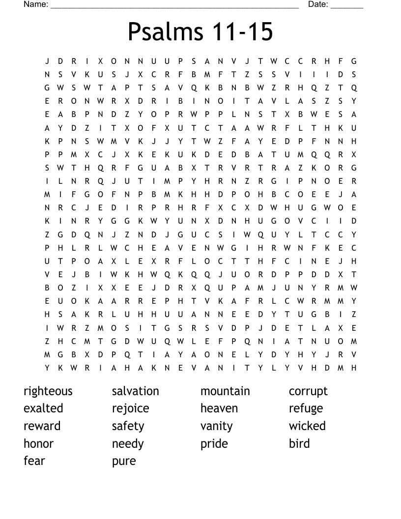 Psalms 11-15 Word Search