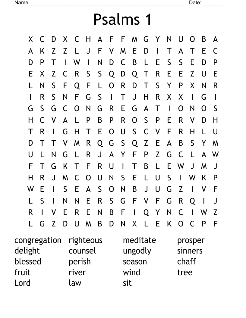 Psalms 1 Word Search