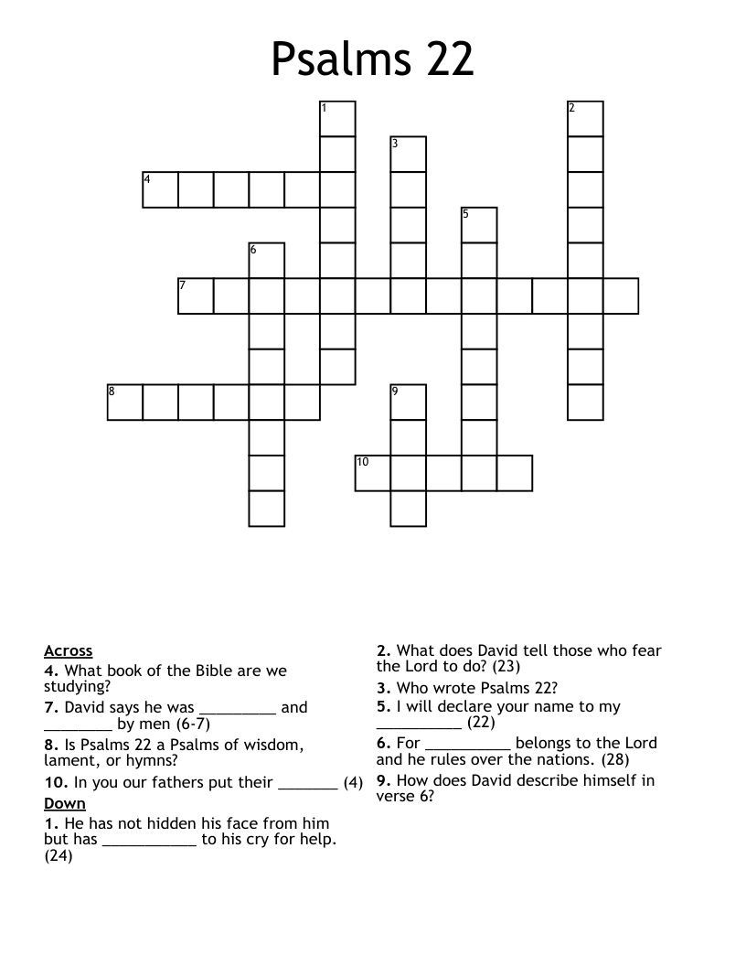 Psalms 22 Crossword
