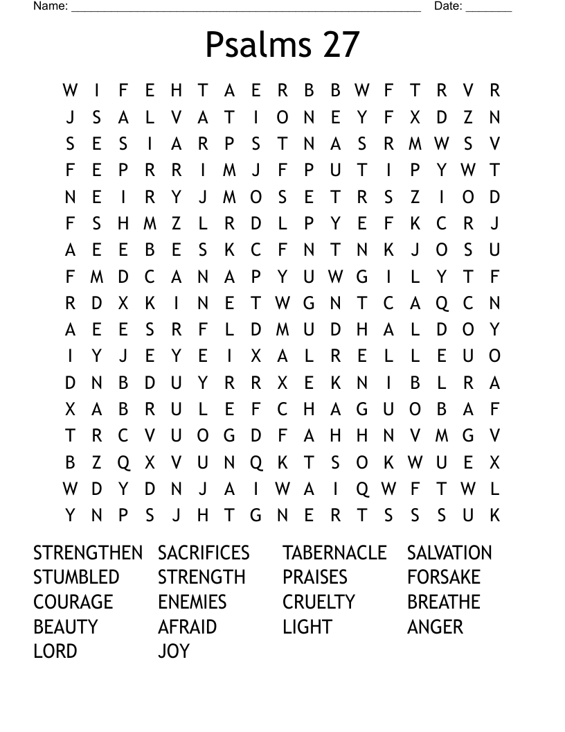 Psalms 27 Word Search