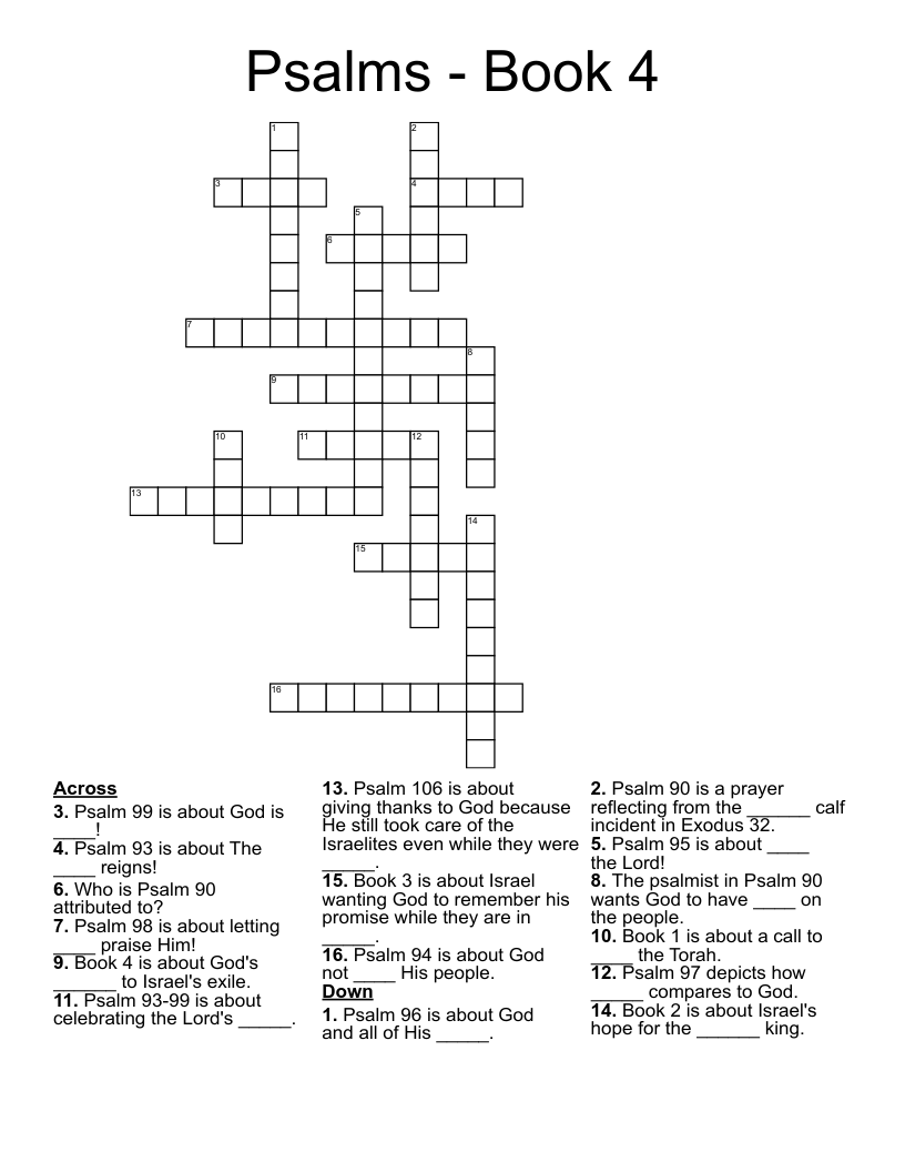 Psalms - Book 4 Crossword