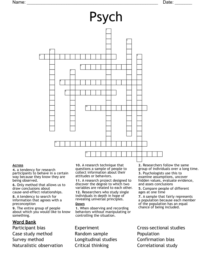 Psych  Crossword