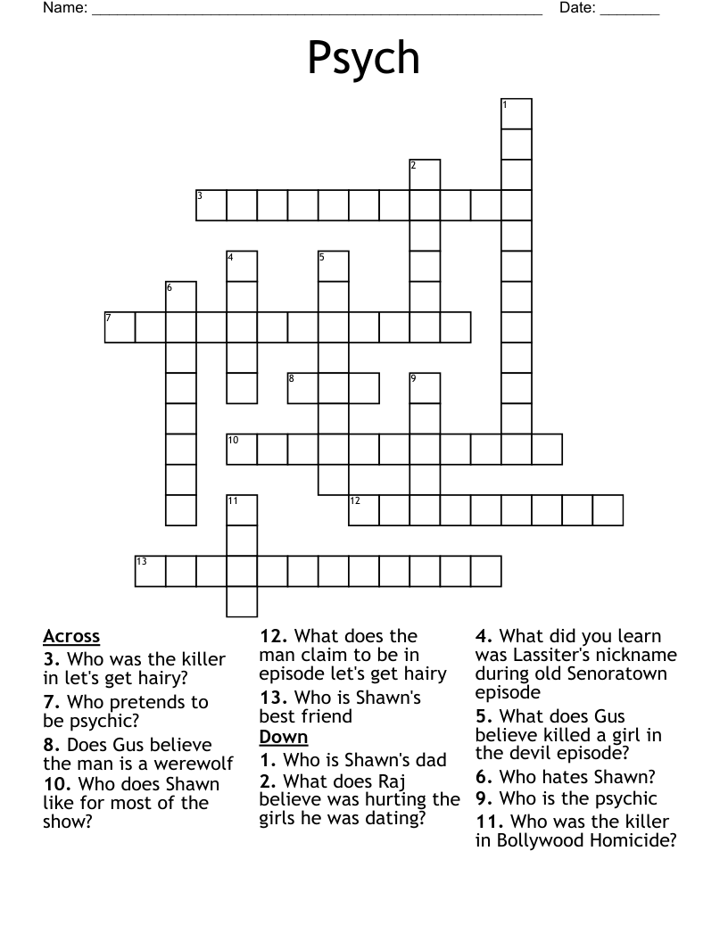 Psych  Crossword