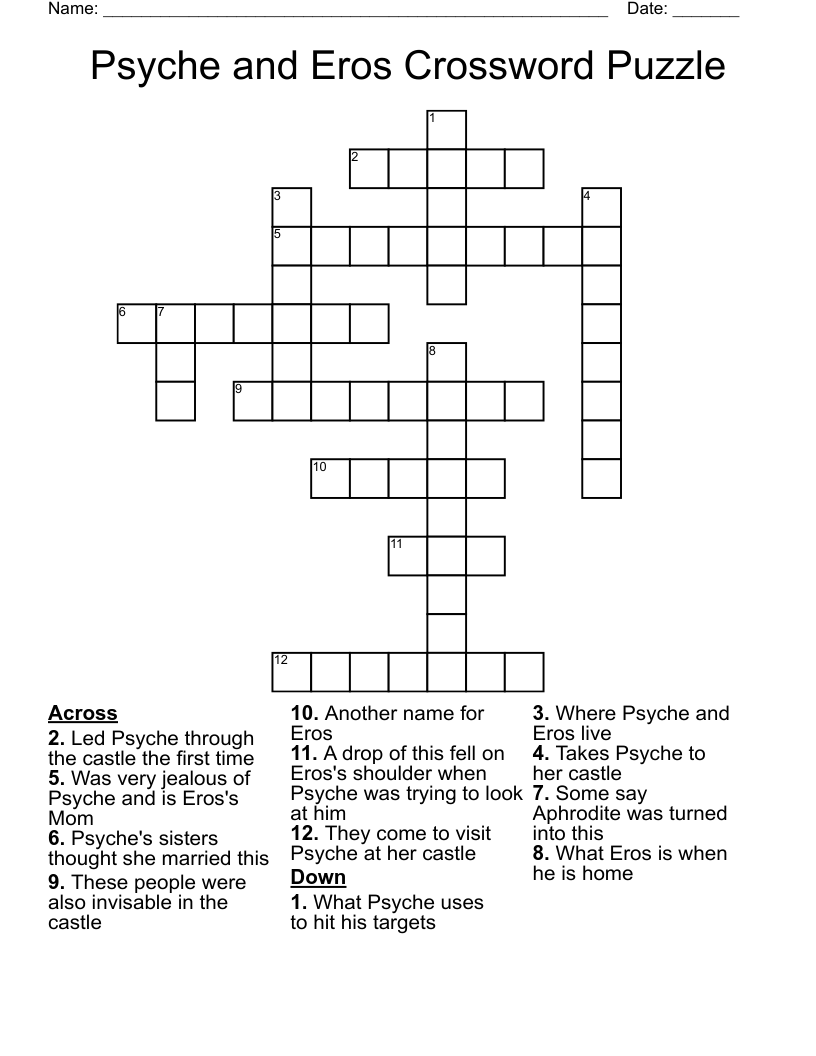 Psyche and Eros Crossword Puzzle 