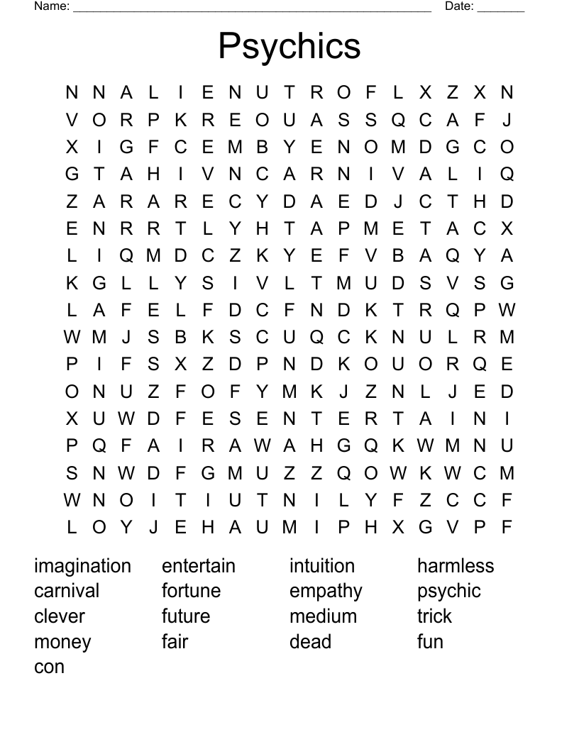 Psychics Word Search