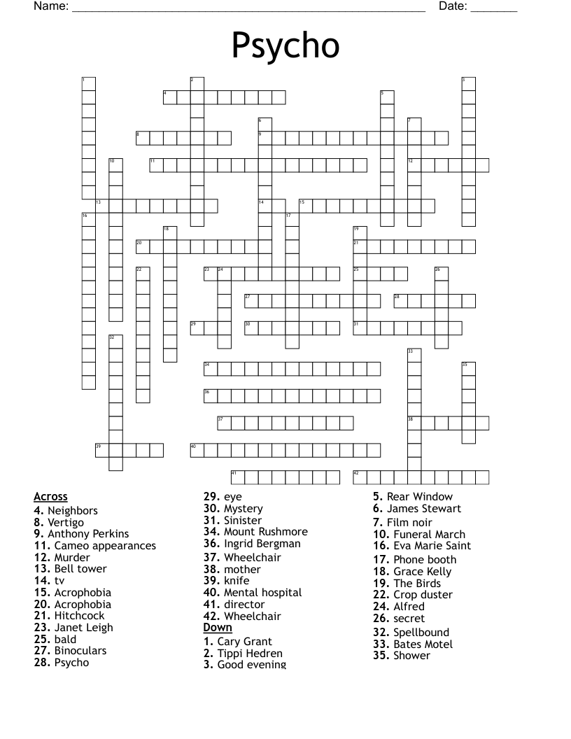 Psycho Crossword