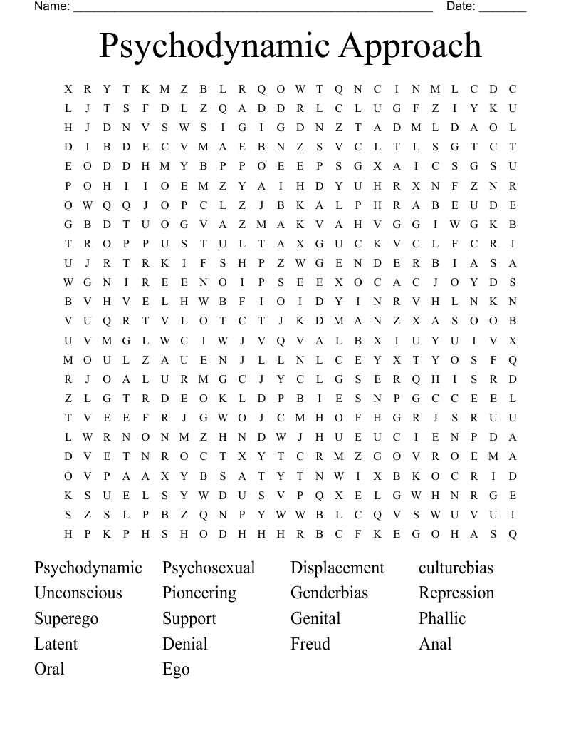 Psychodynamic Approach Word Search