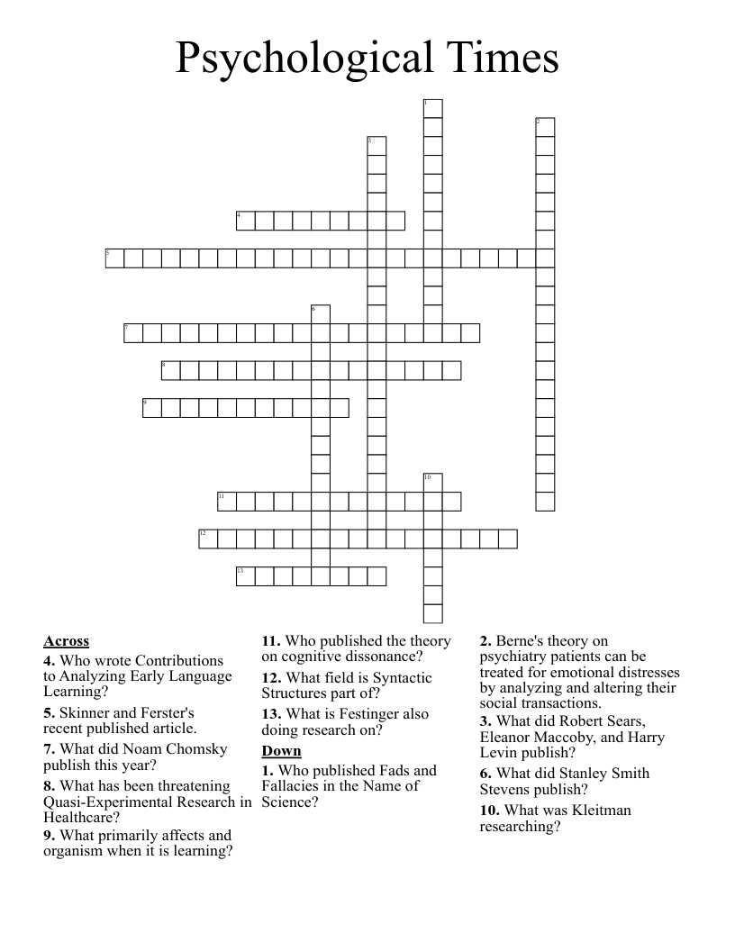 Psychological Times Crossword