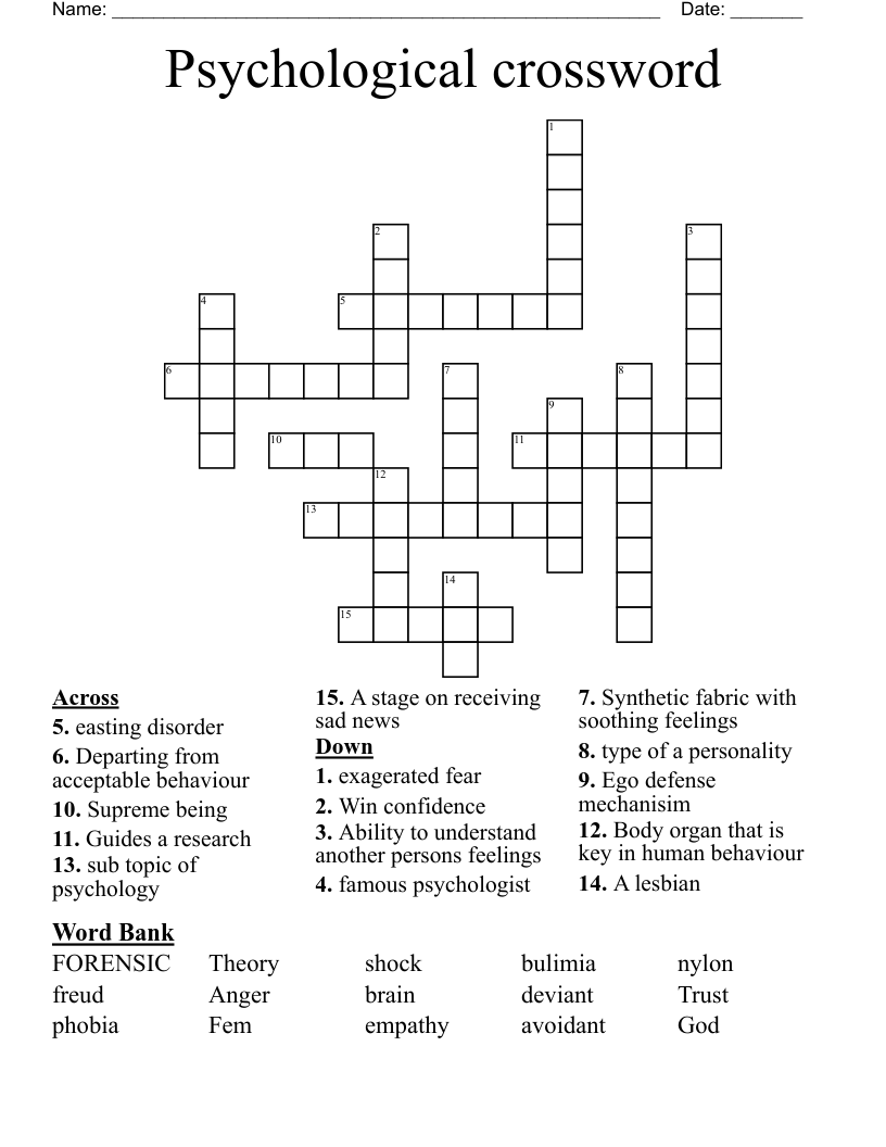 Psychological crossword