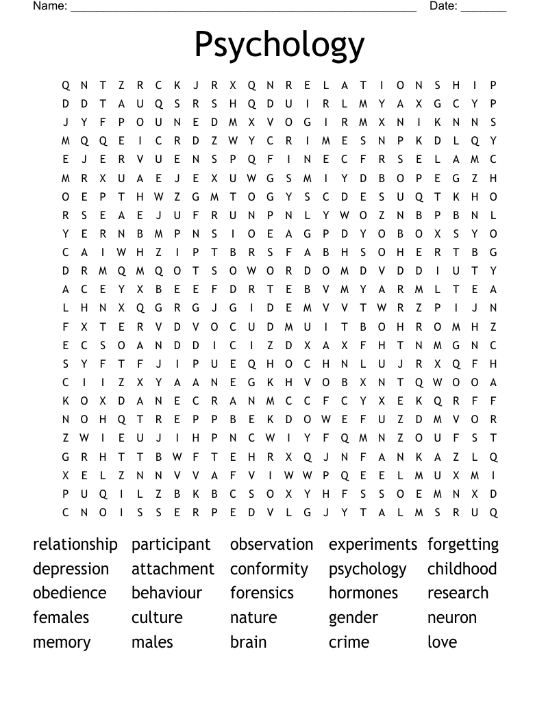 Psychology Word Search