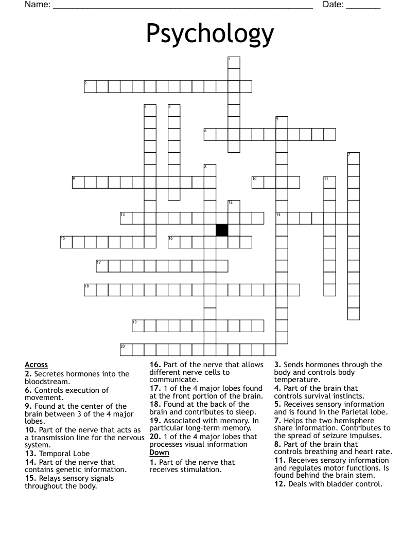 Psychology Crossword