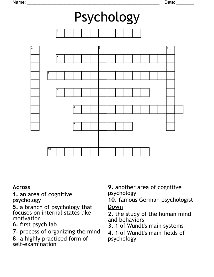 Psychology Crossword