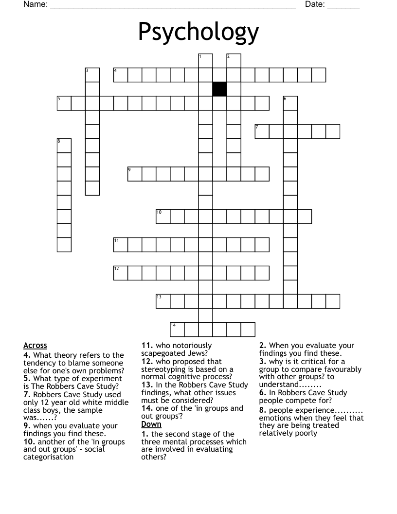 Psychology Crossword