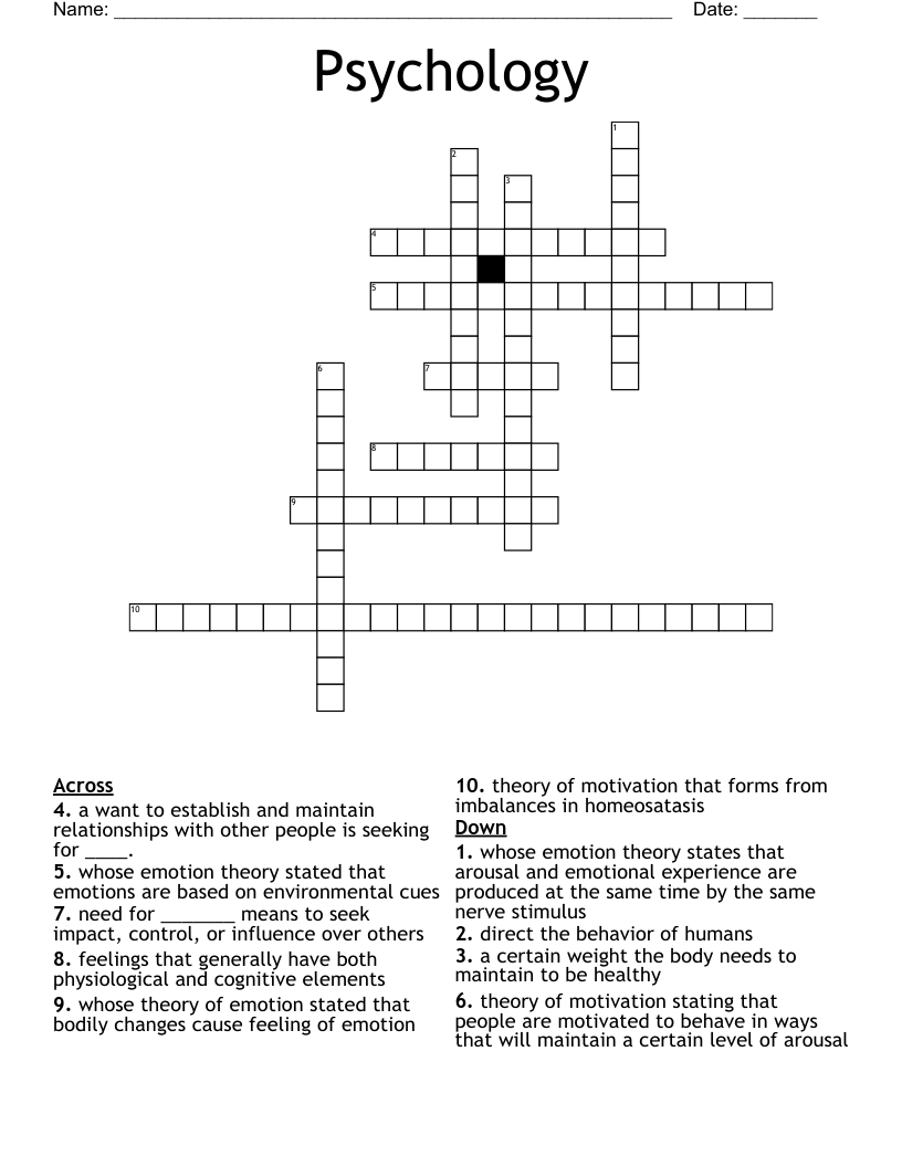 Psychology Crossword