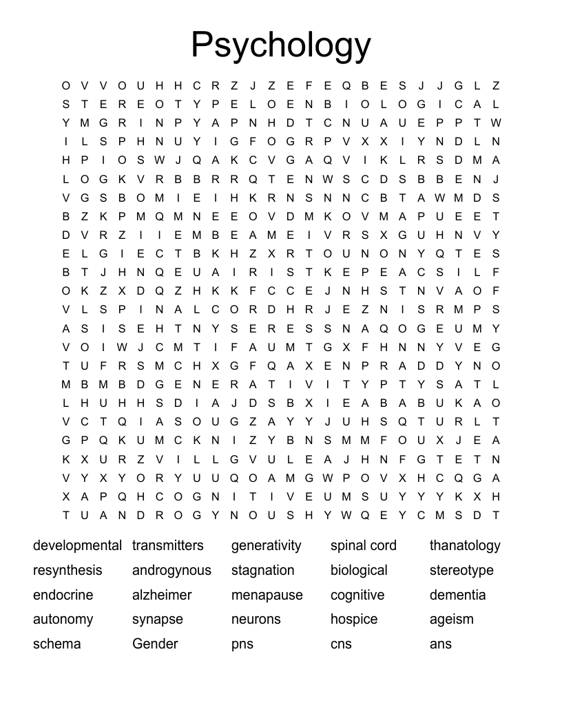 Psychology Word Search