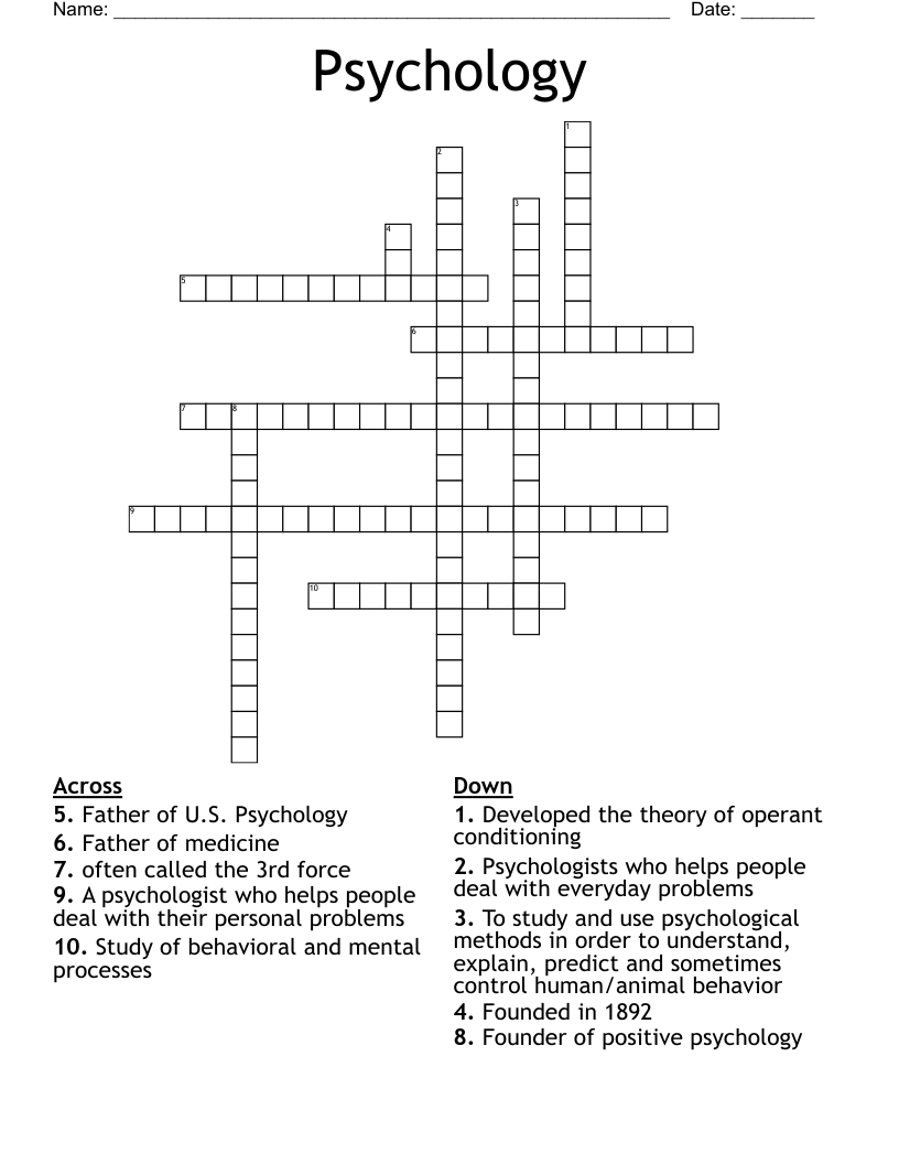 Psychology Crossword