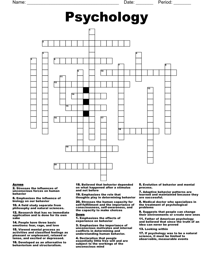 Psychology Crossword