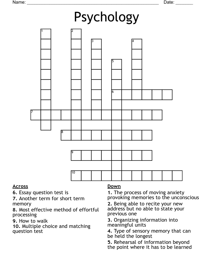 Psychology Crossword
