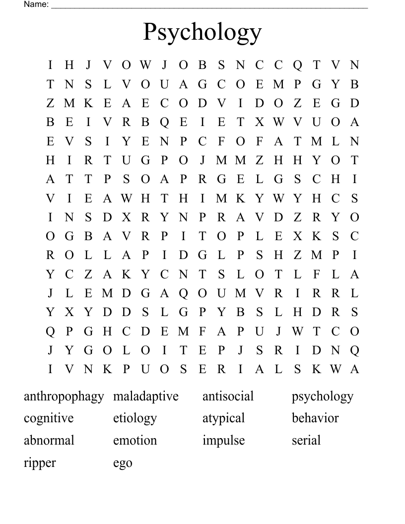 Psychology Word Search