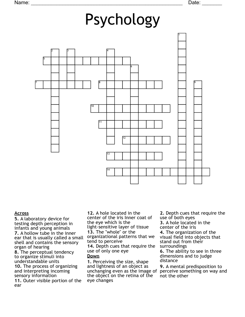 Psychology Crossword