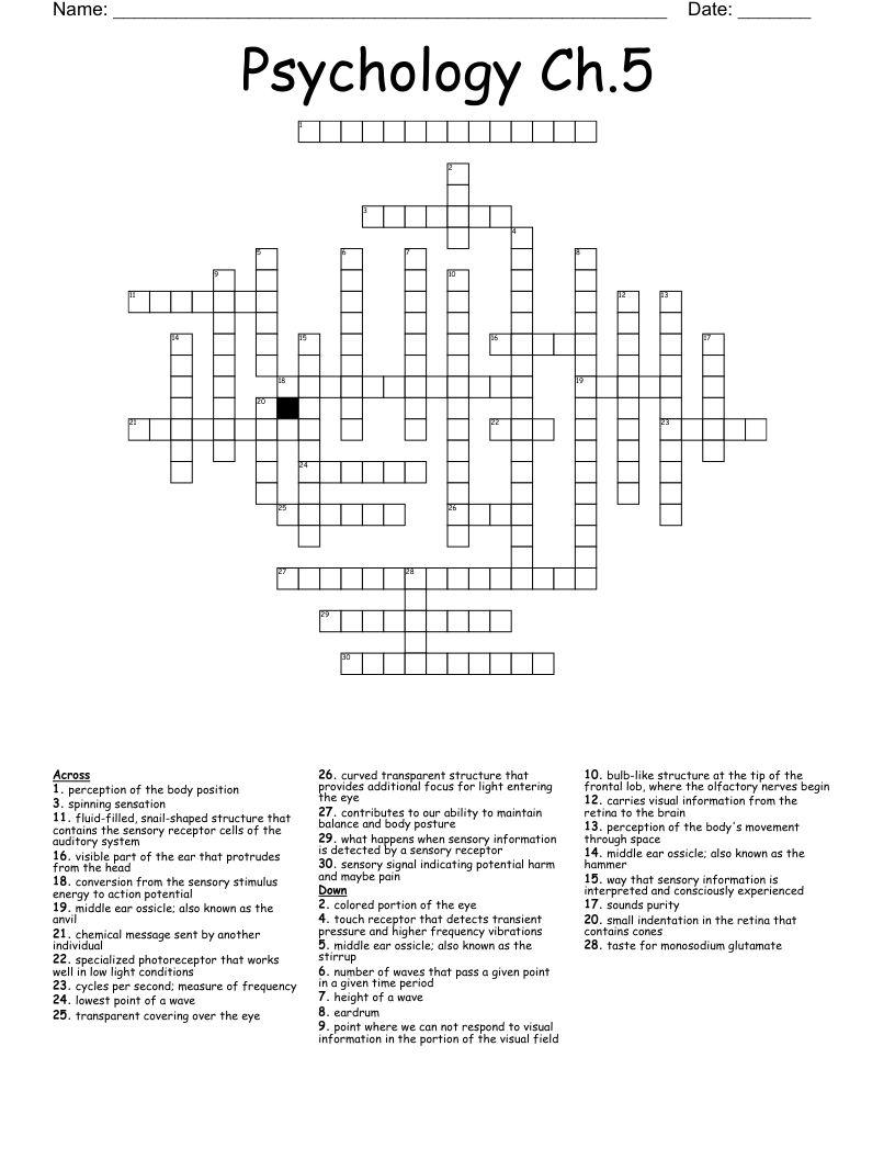 Psychology Ch.5  Crossword