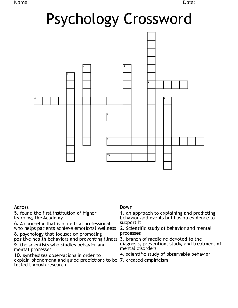 Psychology Crossword