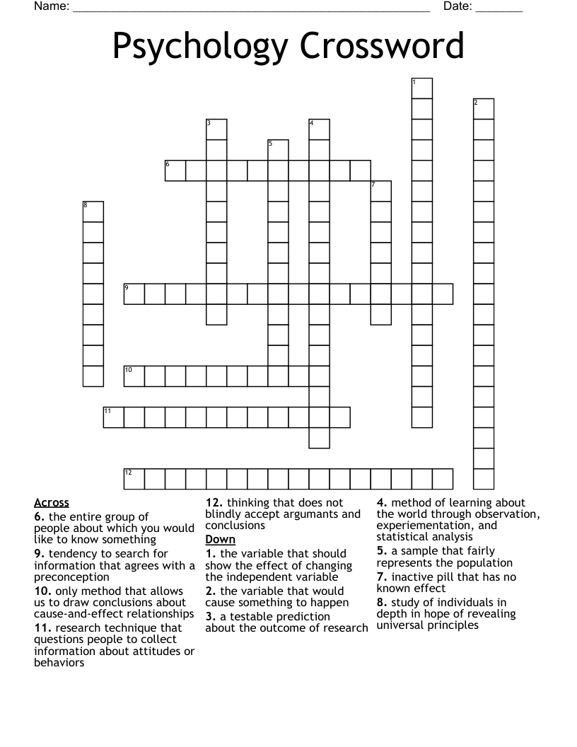 Psychology Crossword