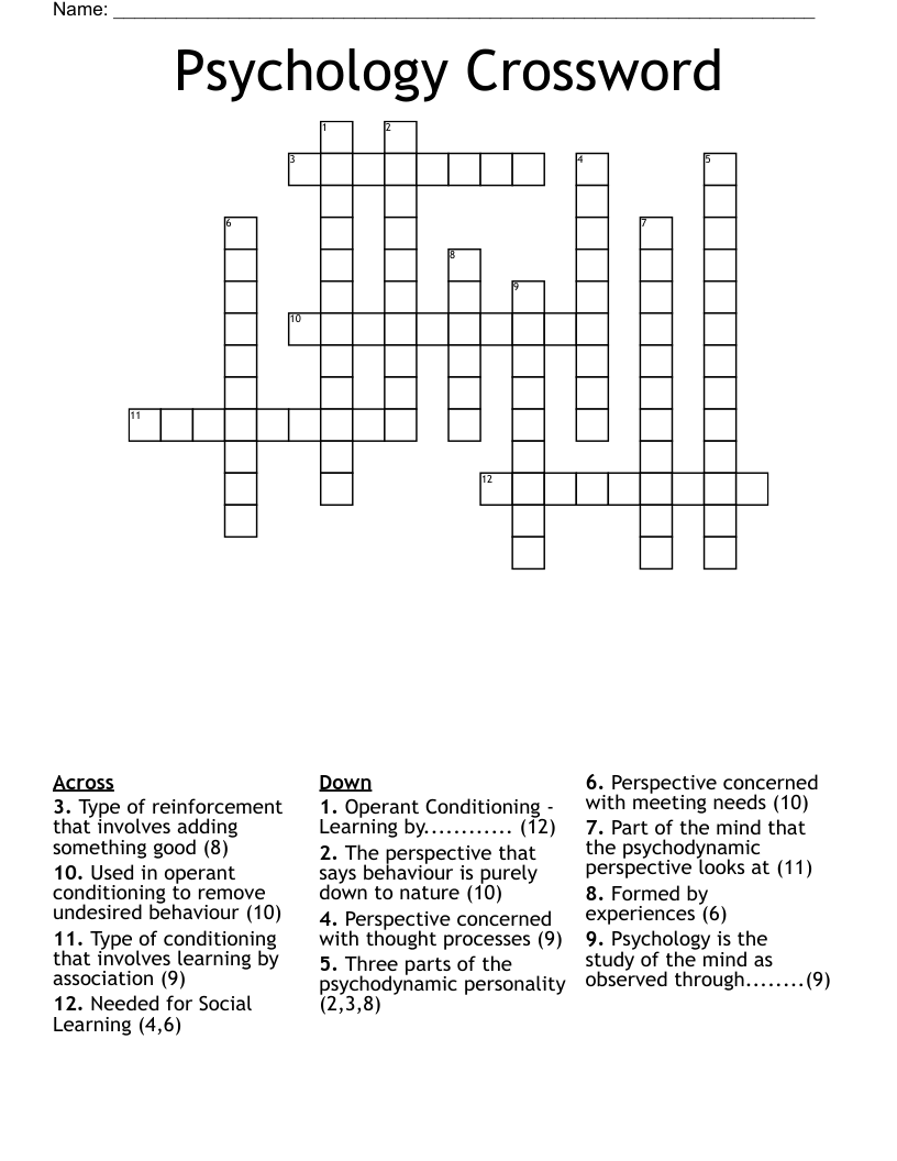 Psychology Crossword