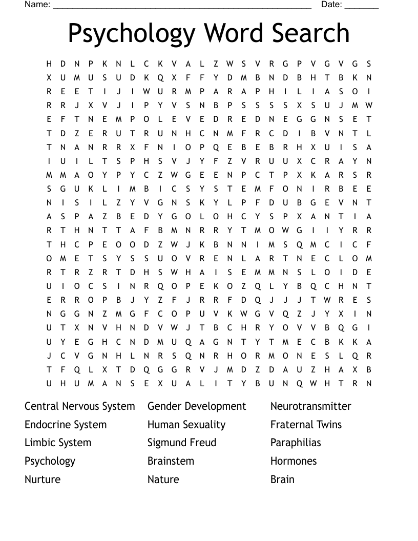 Psychology Word Search