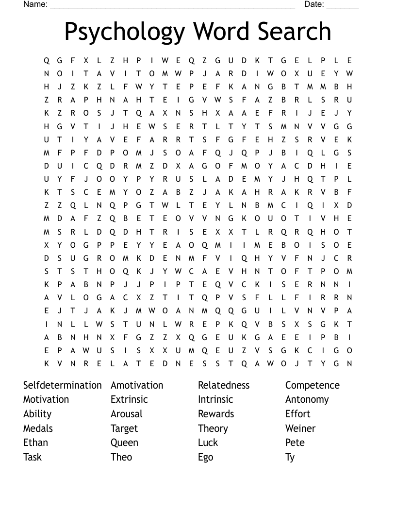 Psychology Word Search
