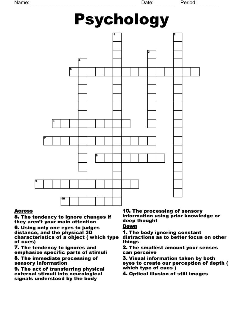 Psychology  Crossword