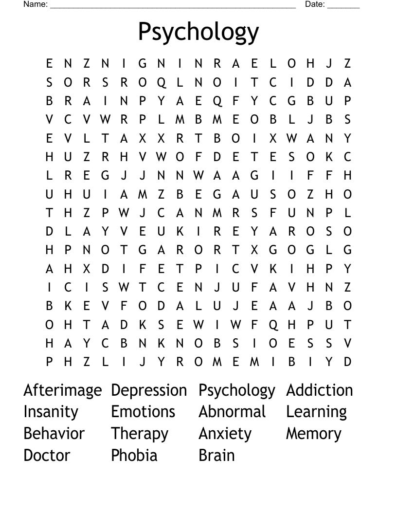 Psychology  Word Search