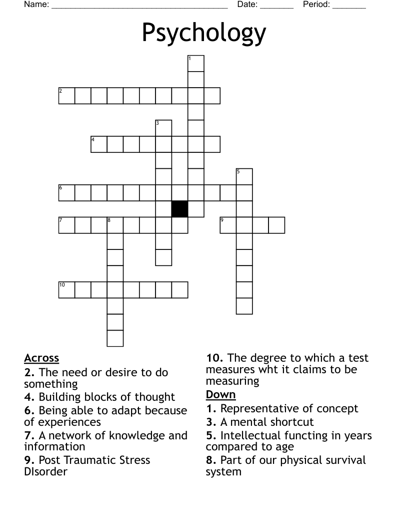 Psychology  Crossword