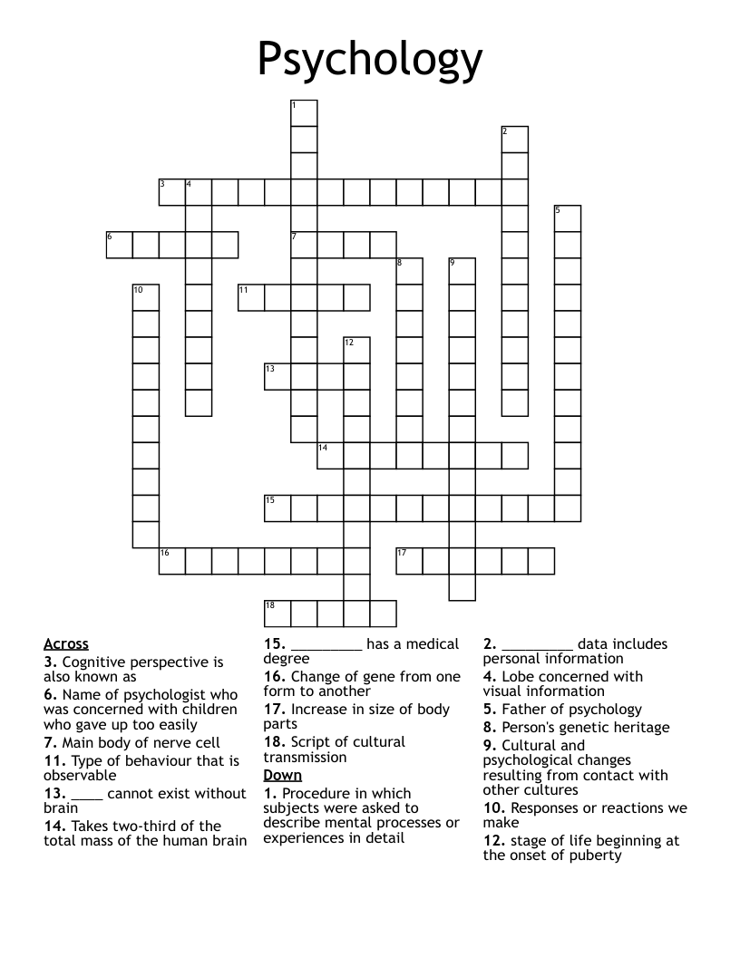 Psychology  Crossword
