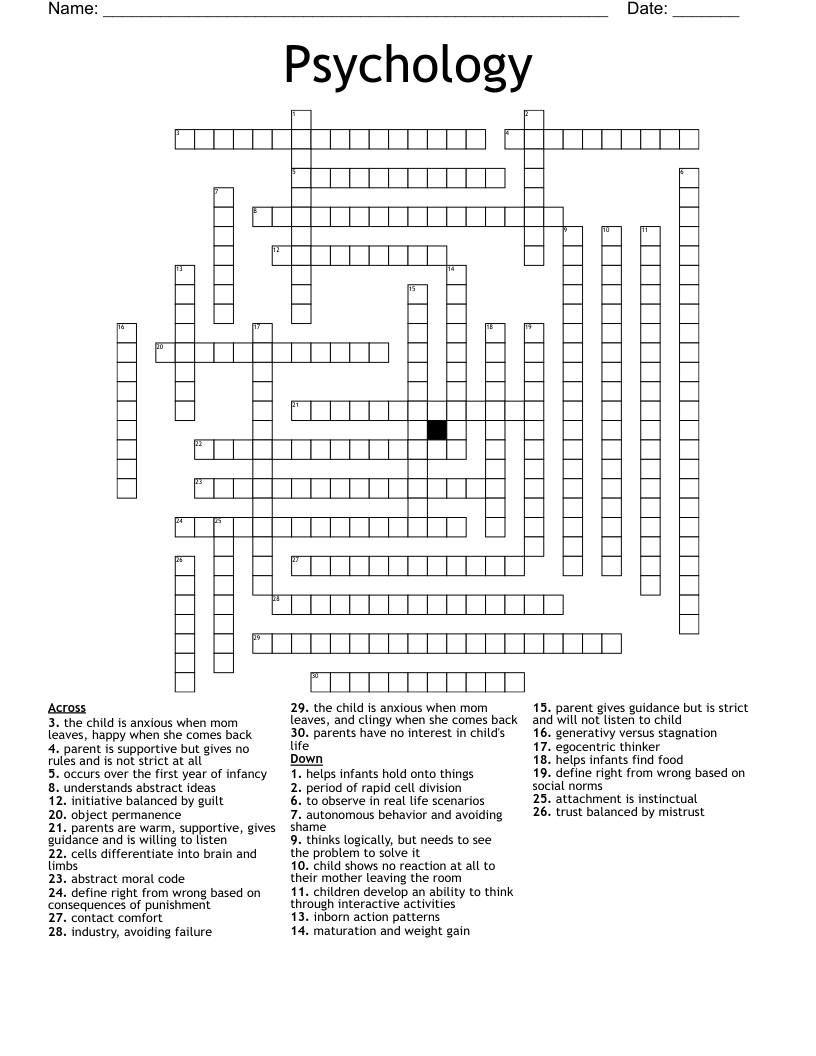 Psychology  Crossword
