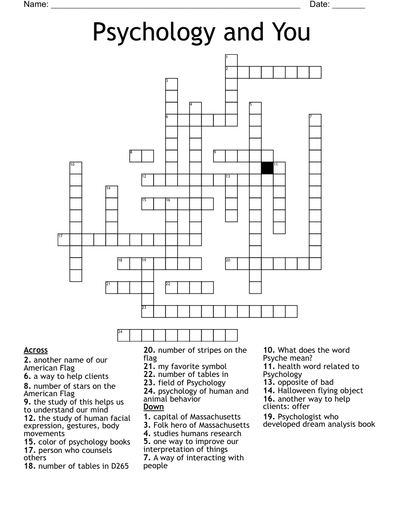 Psychology and You  Crossword