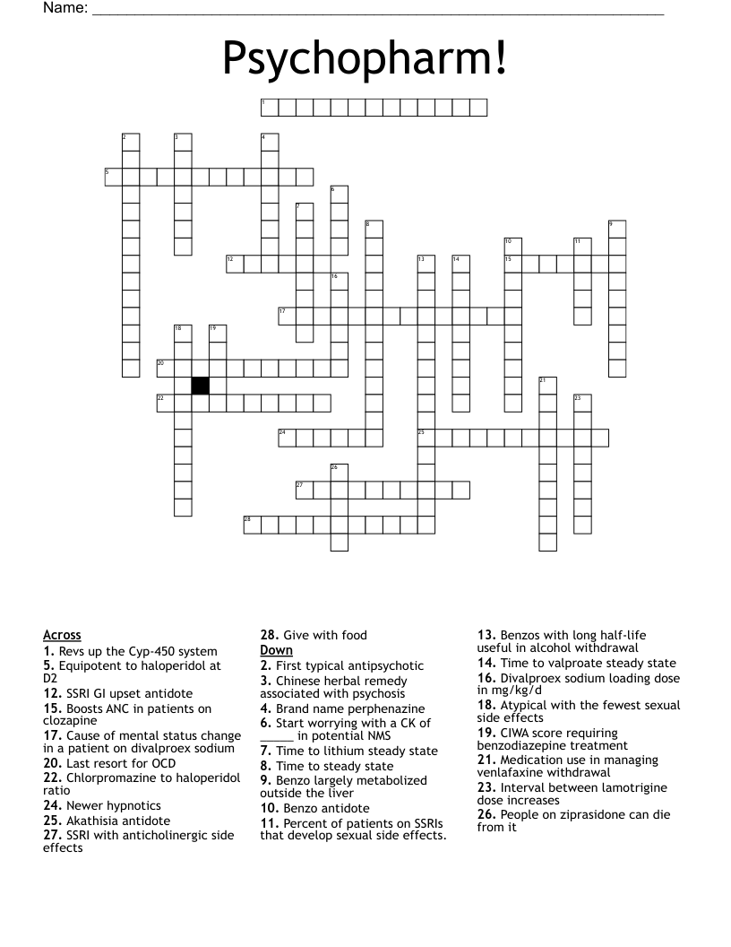 Psychopharm! Crossword