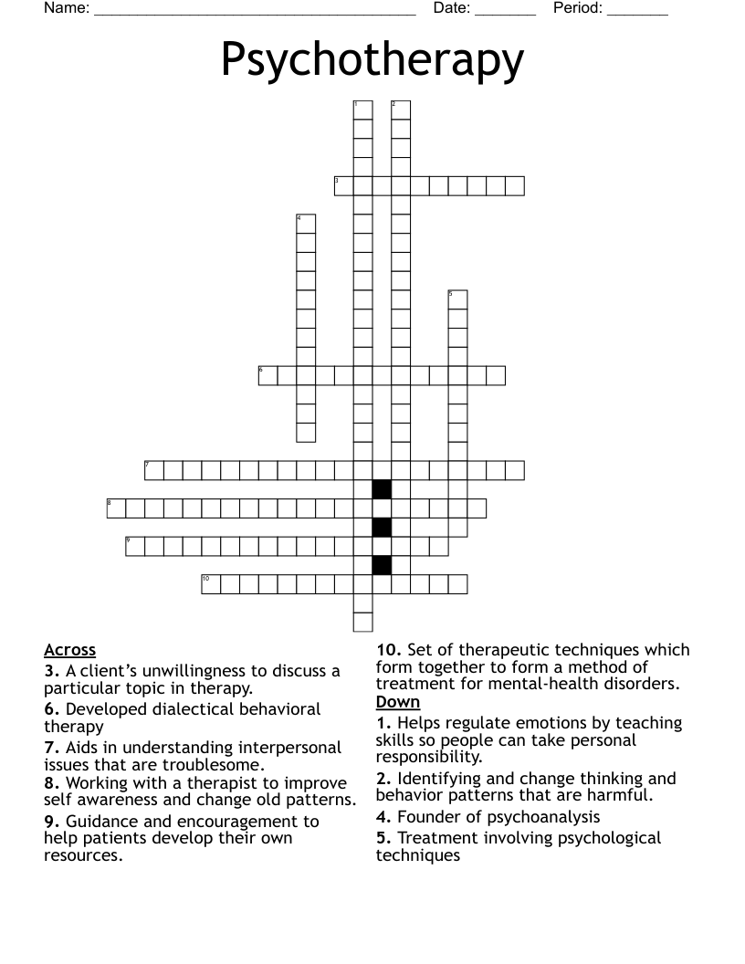 Psychotherapy Crossword