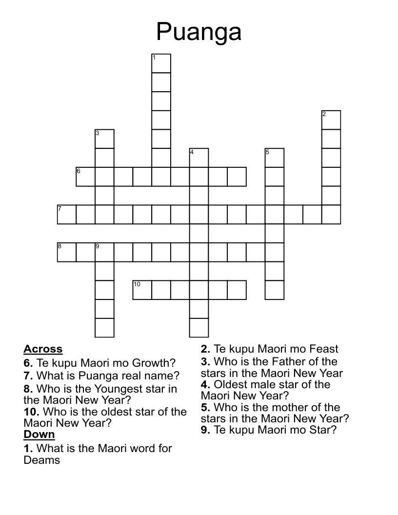 Puanga Crossword