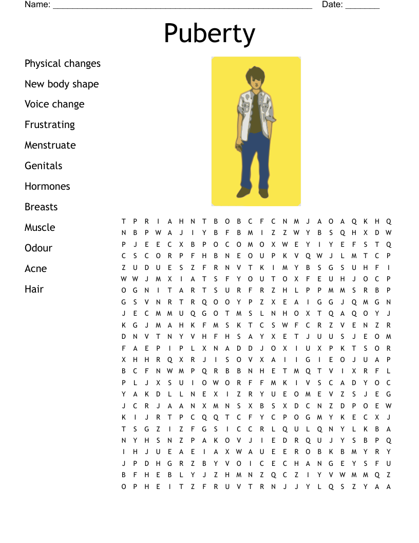Puberty Word Search