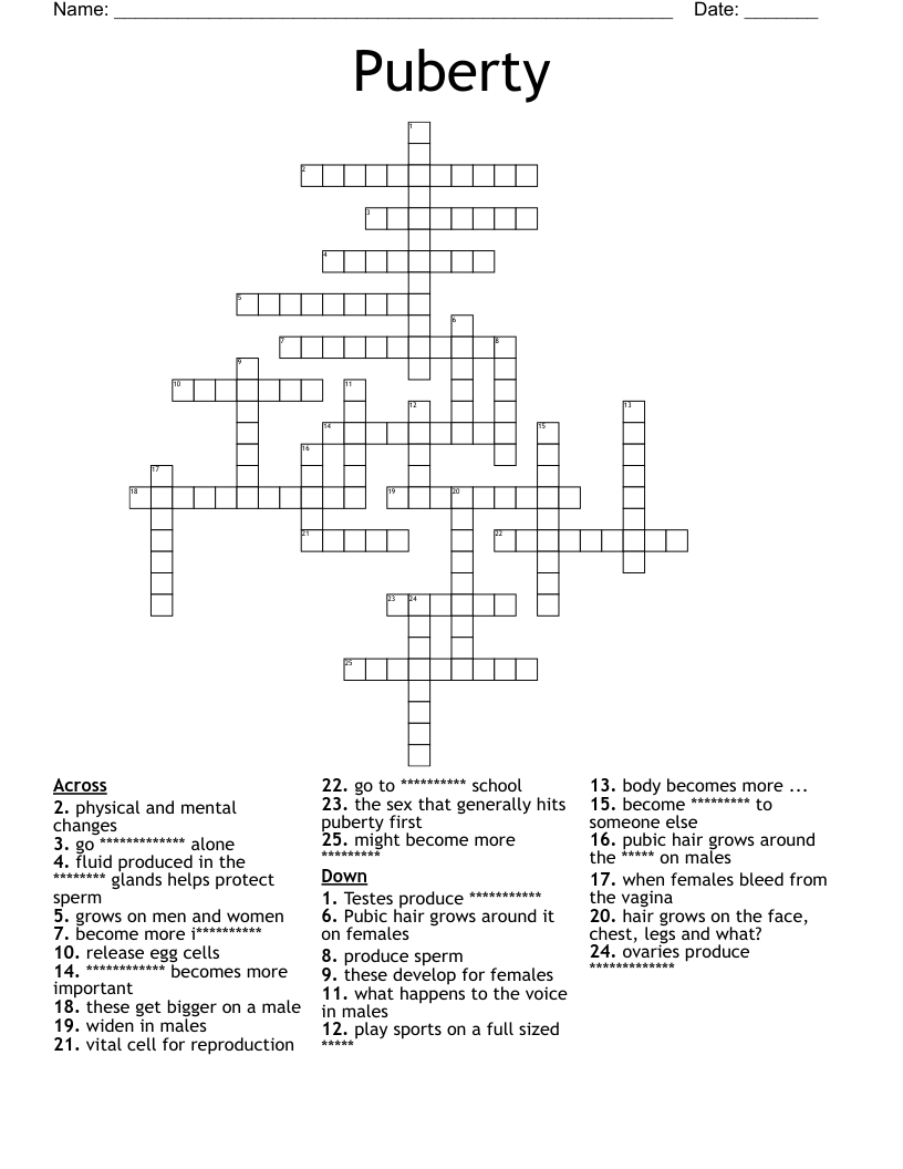 Puberty Crossword