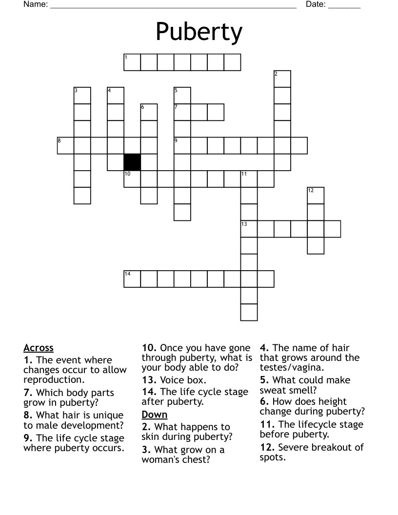 Puberty Crossword