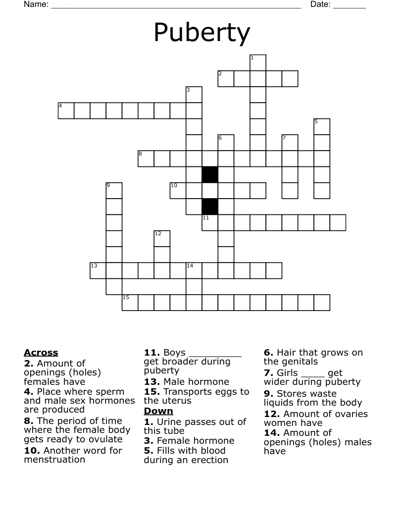 Puberty Crossword