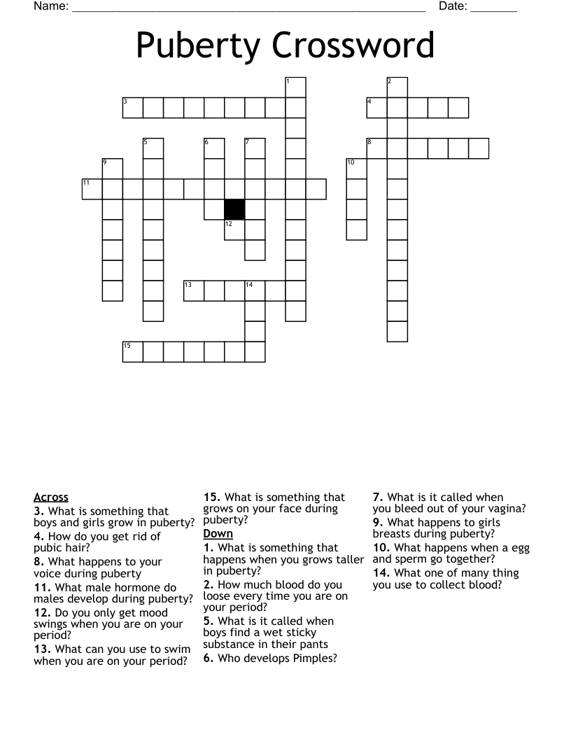 Puberty Crossword